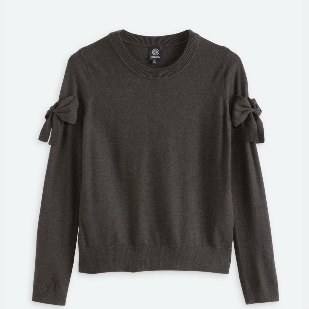 Bobeau Charcoal Sweatshirt with Bow Accents